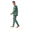 Argyle Green And White Print Pattern Men's Pajamas-grizzshop