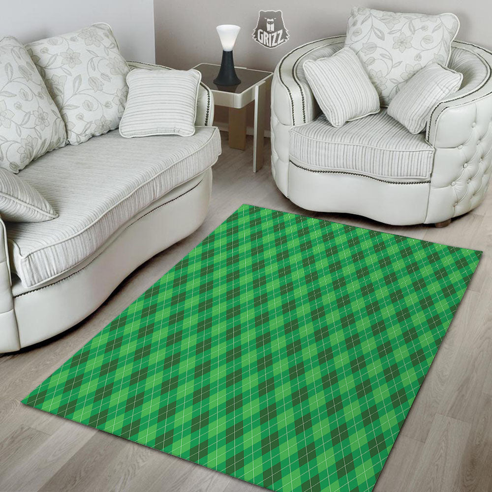 Argyle Green Print Pattern Floor Mat-grizzshop