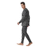 Argyle Grey And Black Print Pattern Men's Pajamas-grizzshop