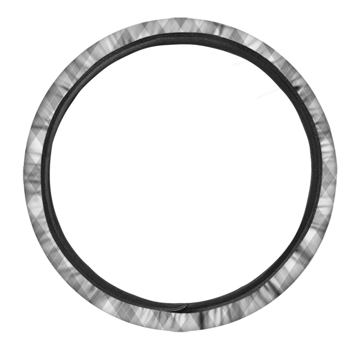 Argyle Grey Print Pattern Car Steering Wheel Cover-grizzshop