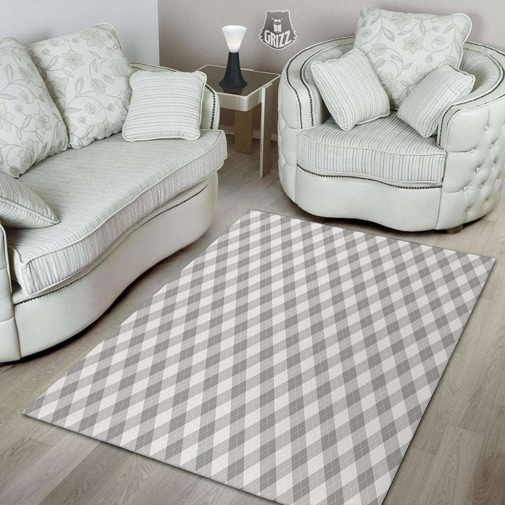 Argyle Grey Print Pattern Floor Mat-grizzshop