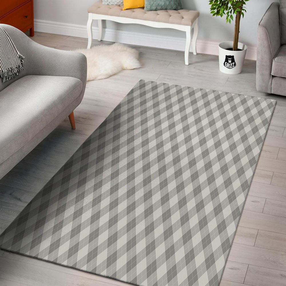 Argyle Grey Print Pattern Floor Mat-grizzshop