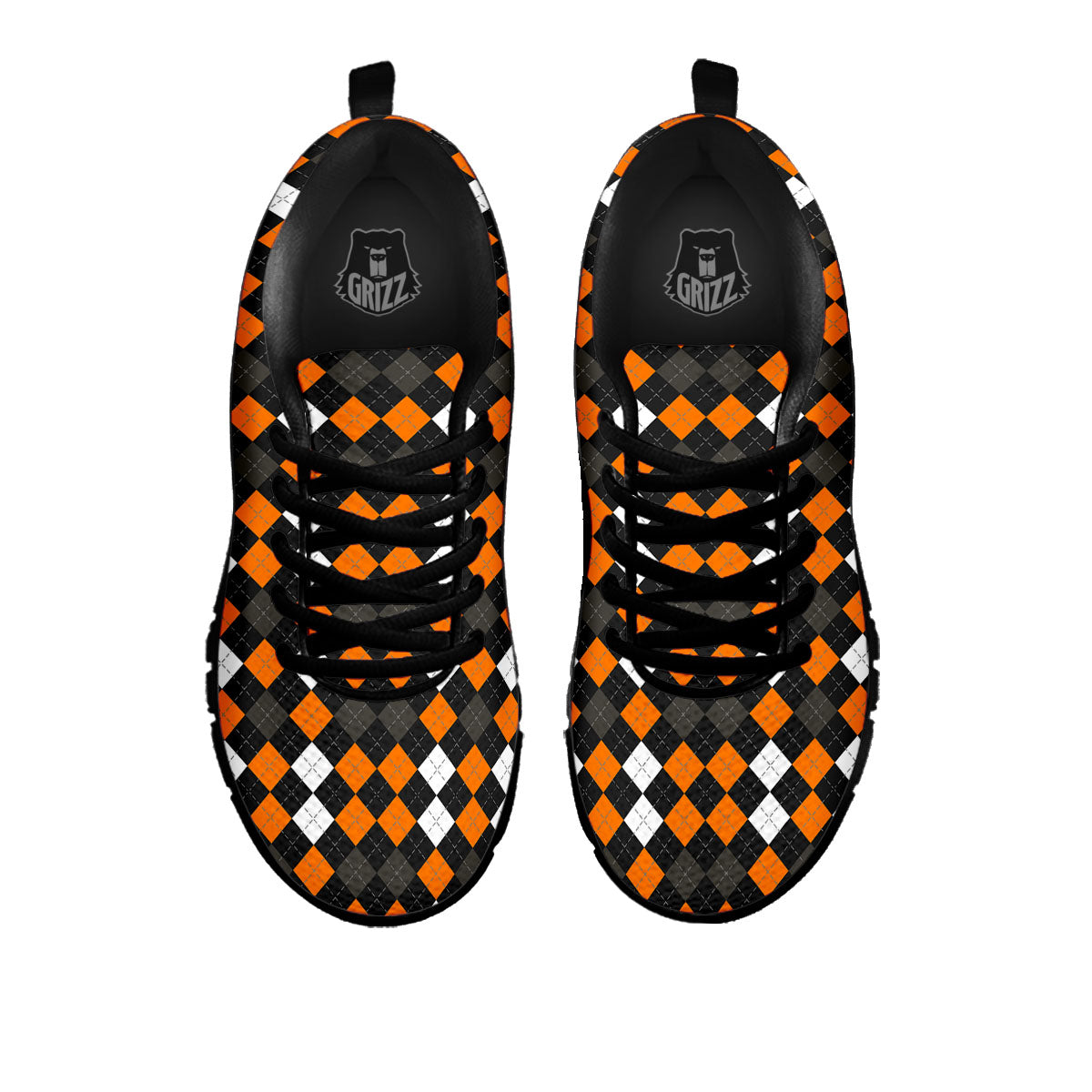 Argyle Halloween Print Pattern Black Sneaker-grizzshop