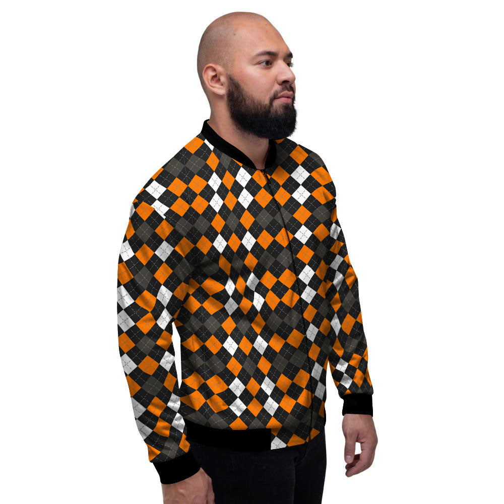 Argyle Halloween Print Pattern Men's Bomber Jacket-grizzshop