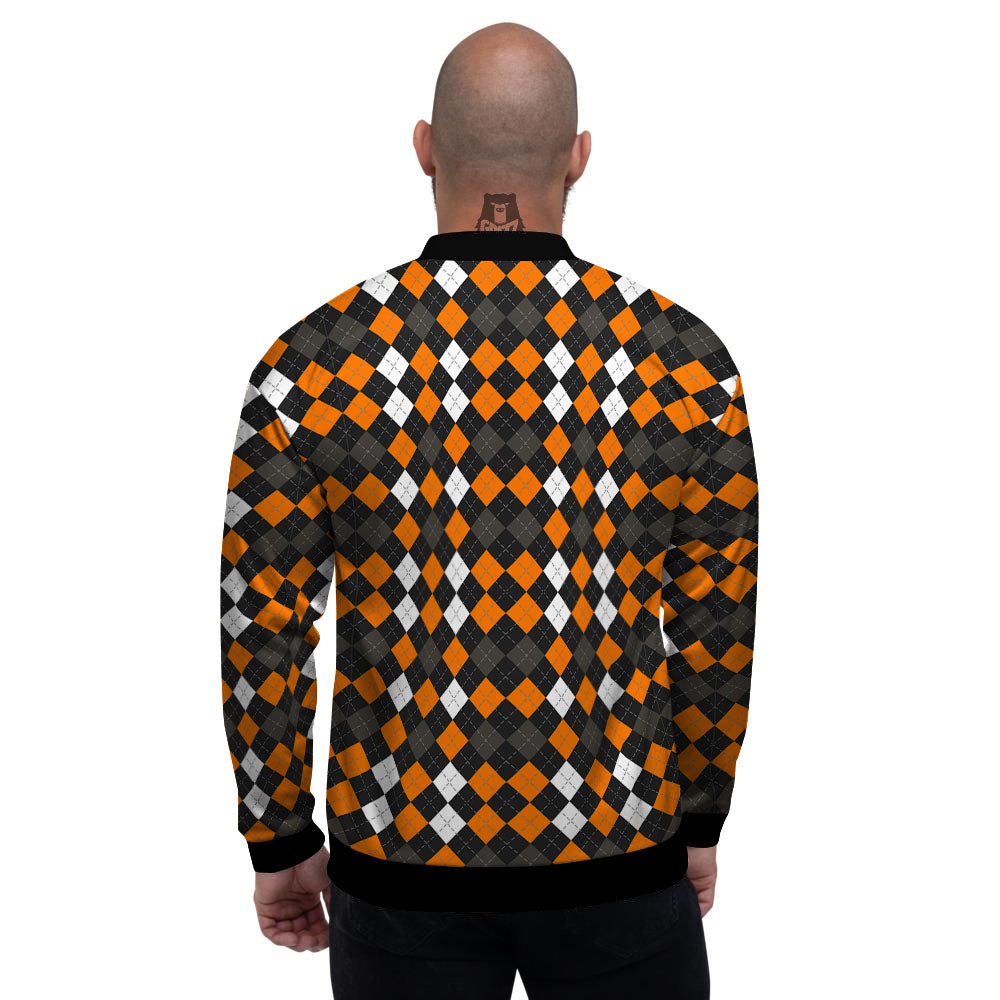 Argyle Halloween Print Pattern Men's Bomber Jacket-grizzshop
