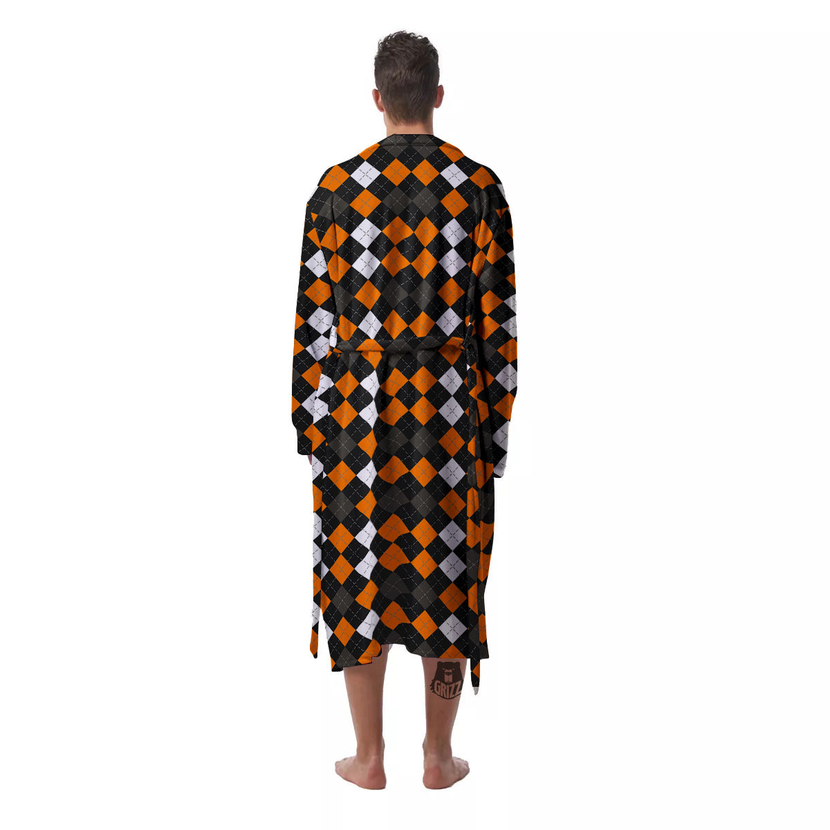 Argyle Halloween Print Pattern Men's Robe-grizzshop