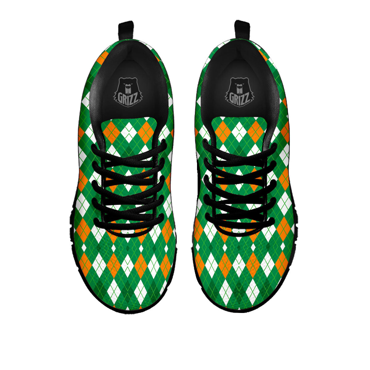 Argyle Irish Print Pattern Black Sneaker-grizzshop