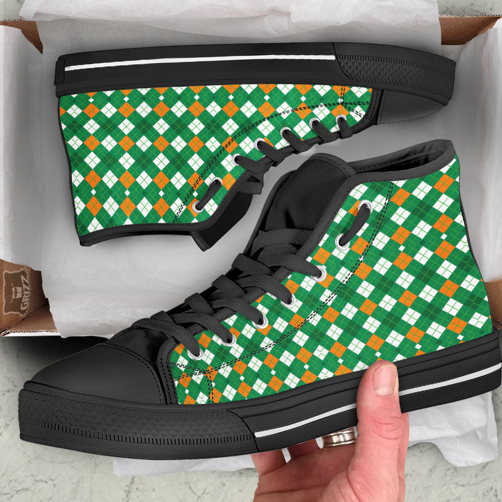 Argyle Irish Print Pattern High Top Shoes-grizzshop
