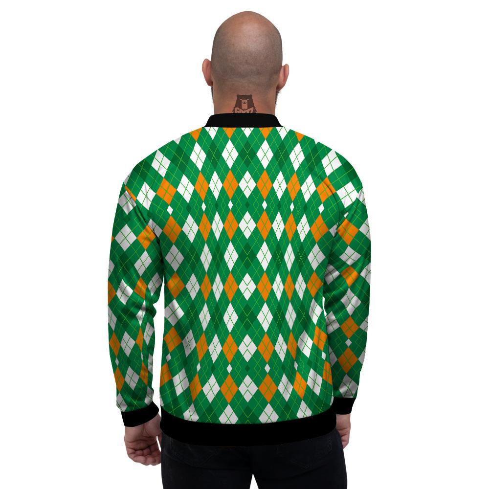 Argyle Irish Print Pattern Men's Bomber Jacket-grizzshop