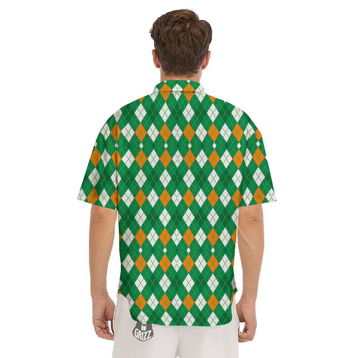 Argyle Irish Print Pattern Men's Short Sleeve Shirts-grizzshop