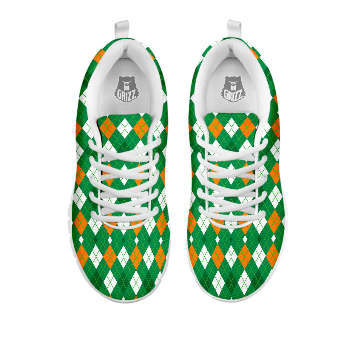Argyle Irish Print Pattern White Sneaker-grizzshop