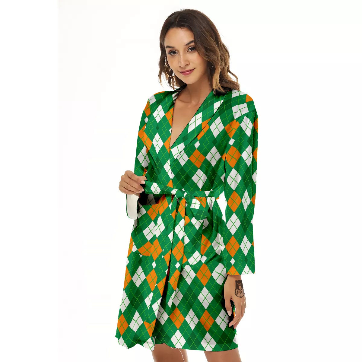 Argyle Irish Print Pattern Women's Robe-grizzshop