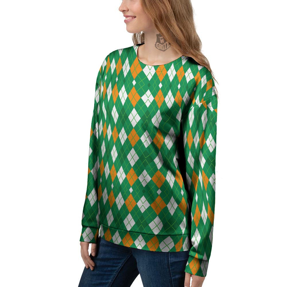 Argyle Irish Print Pattern Women's Sweatshirt-grizzshop