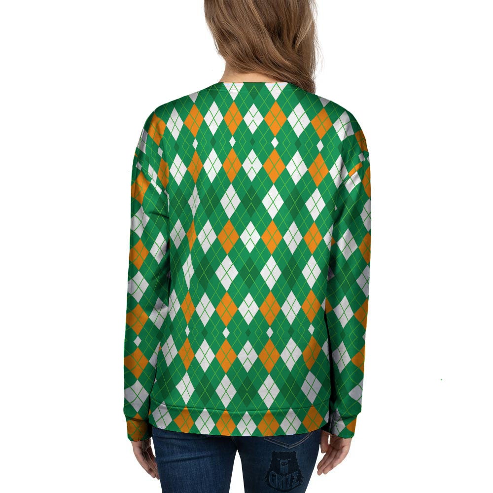 Argyle Irish Print Pattern Women's Sweatshirt-grizzshop
