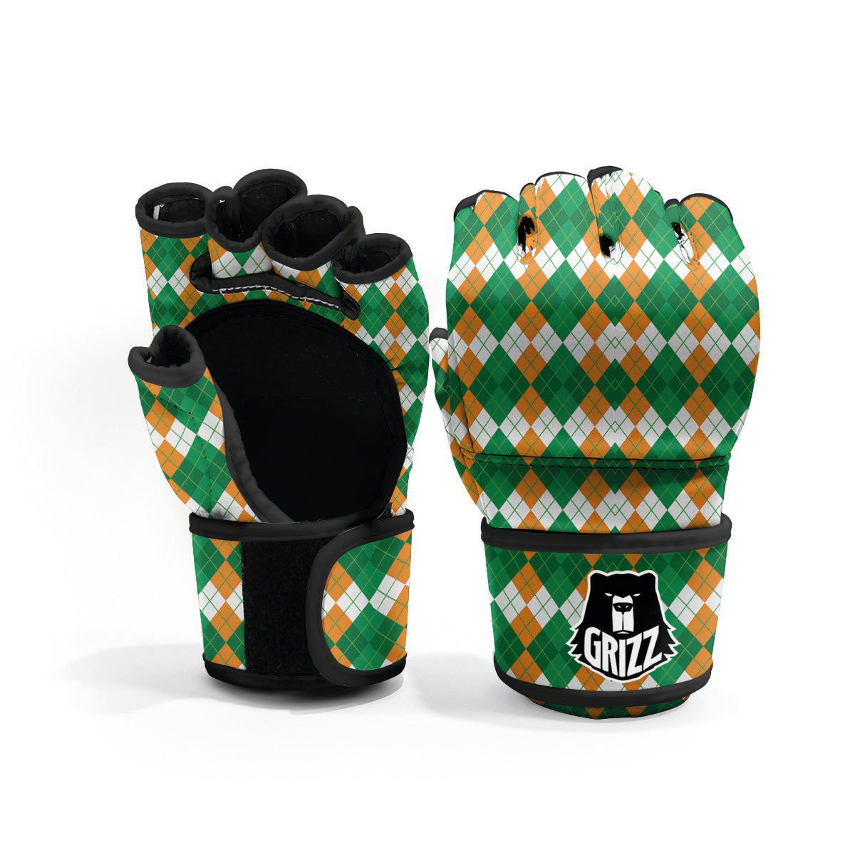 Argyle Irish Themed Print Pattern MMA Gloves-grizzshop