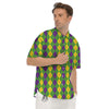 Argyle Mardi Gras Print Pattern Men's Short Sleeve Shirts-grizzshop