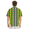 Argyle Mardi Gras Print Pattern Men's Short Sleeve Shirts-grizzshop