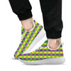 Argyle Mardi Gras Print Pattern White Athletic Shoes-grizzshop