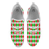 Argyle Merry Christmas Print Pattern White Athletic Shoes-grizzshop