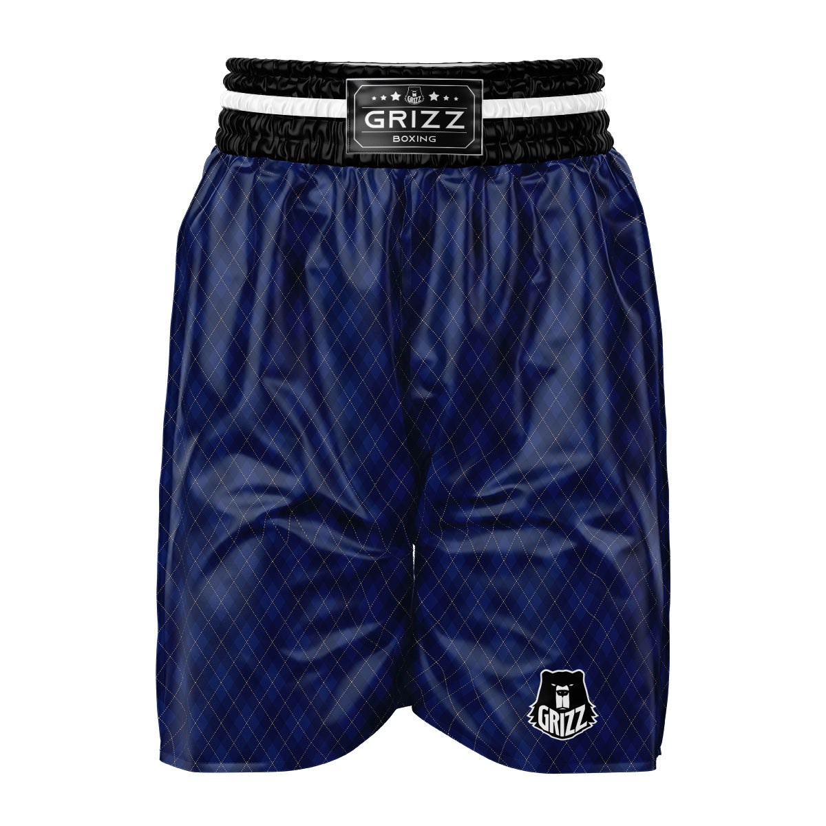 Argyle Navy Blue Print Pattern Boxing Shorts-grizzshop