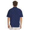 Argyle Navy Blue Print Pattern Men's Short Sleeve Shirts-grizzshop