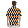 Argyle Orange Black And White Print Pattern Men's Short Sleeve Shirts-grizzshop