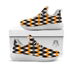 Argyle Orange Black And White Print Pattern White Athletic Shoes-grizzshop