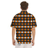 Argyle Orange Black Grey And White Print Men's Short Sleeve Shirts-grizzshop