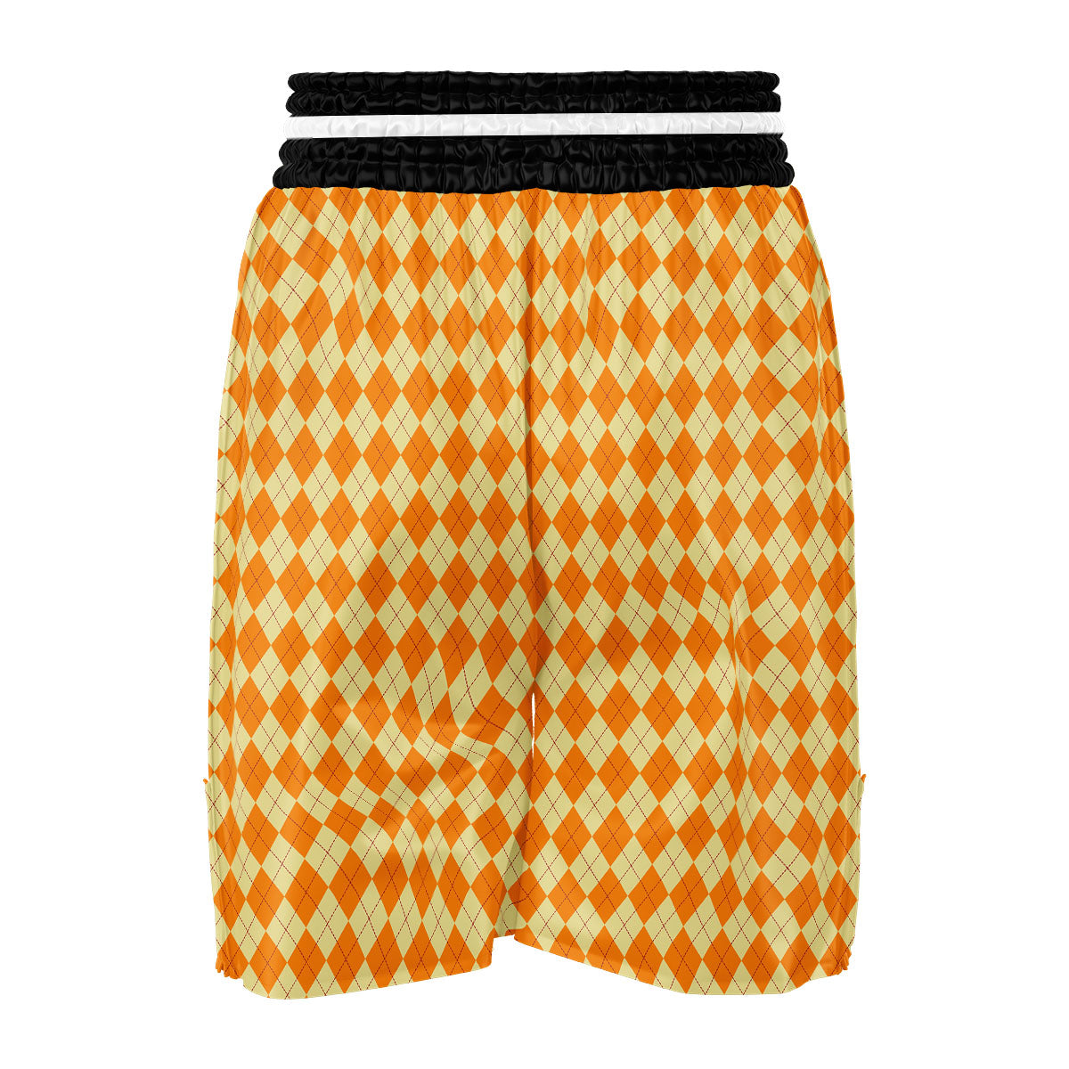 Argyle Orange Print Pattern Boxing Shorts-grizzshop