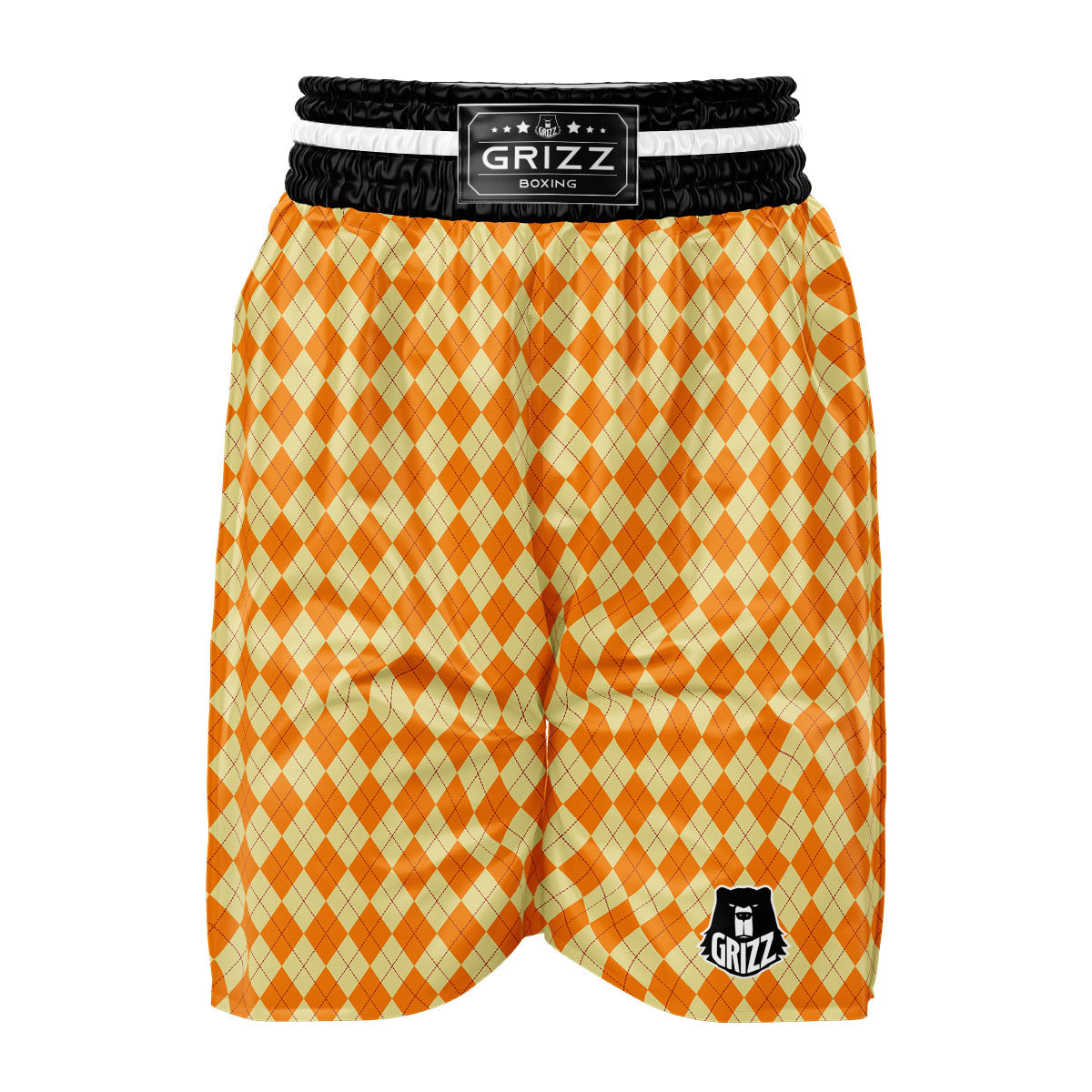 Argyle Orange Print Pattern Boxing Shorts-grizzshop