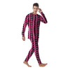 Argyle Pink And Black Print Pattern Men's Pajamas-grizzshop