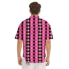 Argyle Pink And Black Print Pattern Men's Short Sleeve Shirts-grizzshop