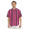 Argyle Pink And Black Print Pattern Men's Short Sleeve Shirts-grizzshop