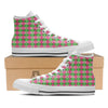 Argyle Pink And Green Print Pattern White High Top Shoes-grizzshop