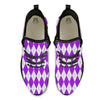Argyle Purple And White Print Pattern Black Athletic Shoes-grizzshop