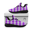 Argyle Purple And White Print Pattern Black Athletic Shoes-grizzshop