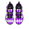 Argyle Purple And White Print Pattern Black Sneaker-grizzshop