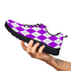 Argyle Purple And White Print Pattern Black Sneaker-grizzshop