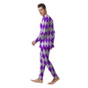 Argyle Purple And White Print Pattern Men's Pajamas-grizzshop