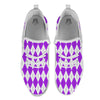 Argyle Purple And White Print Pattern White Athletic Shoes-grizzshop