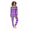 Argyle Purple And White Print Pattern Women's Pajamas-grizzshop