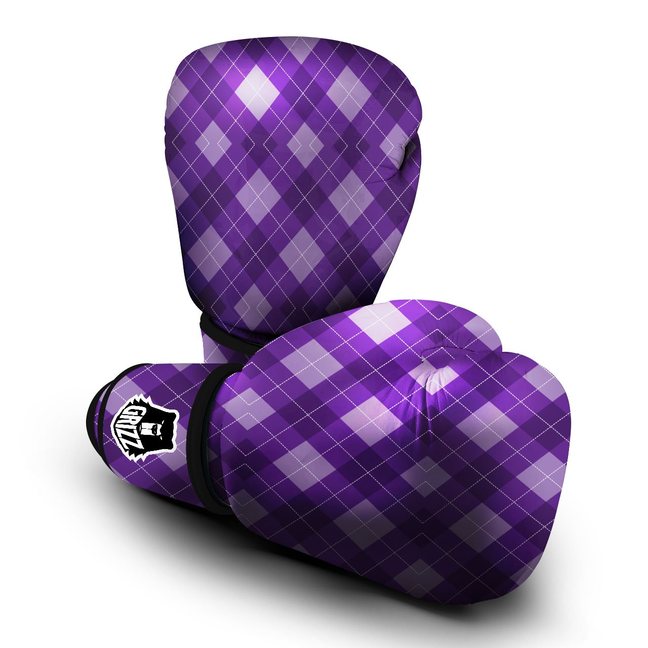 Argyle Purple Print Pattern Boxing Gloves-grizzshop