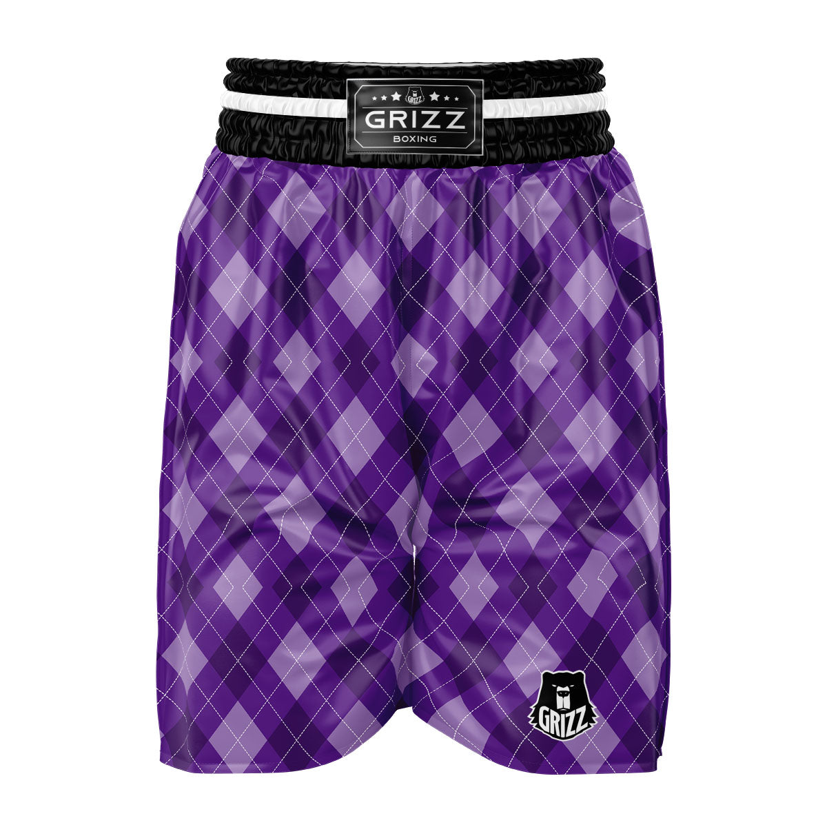 Argyle Purple Print Pattern Boxing Shorts-grizzshop