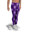 Argyle Purple Print Pattern Men's Leggings-grizzshop