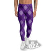 Argyle Purple Print Pattern Men's Leggings-grizzshop