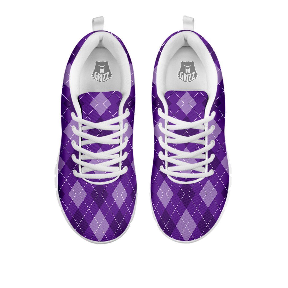Argyle Purple Print Pattern White Sneaker-grizzshop