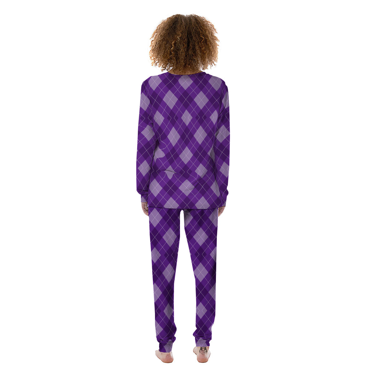 Argyle Purple Print Pattern Women's Pajamas-grizzshop