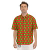 Argyle Red And Green Print Pattern Men's Short Sleeve Shirts-grizzshop