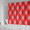 Argyle Red Pattern Print Bathroom Shower Curtain-grizzshop