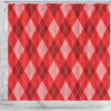 Argyle Red Pattern Print Bathroom Shower Curtain-grizzshop